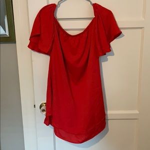 Off the shoulder red dress